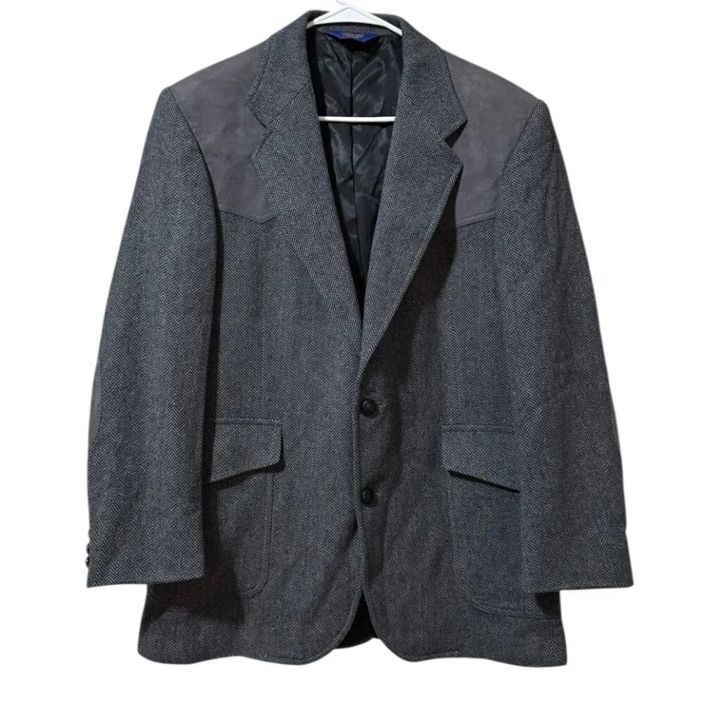 Pendleton Blazer Men Size 40 Pure Virgin Wool Sport Coat Jacket Gray Office City